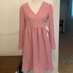 Double gauze wrap midi dress